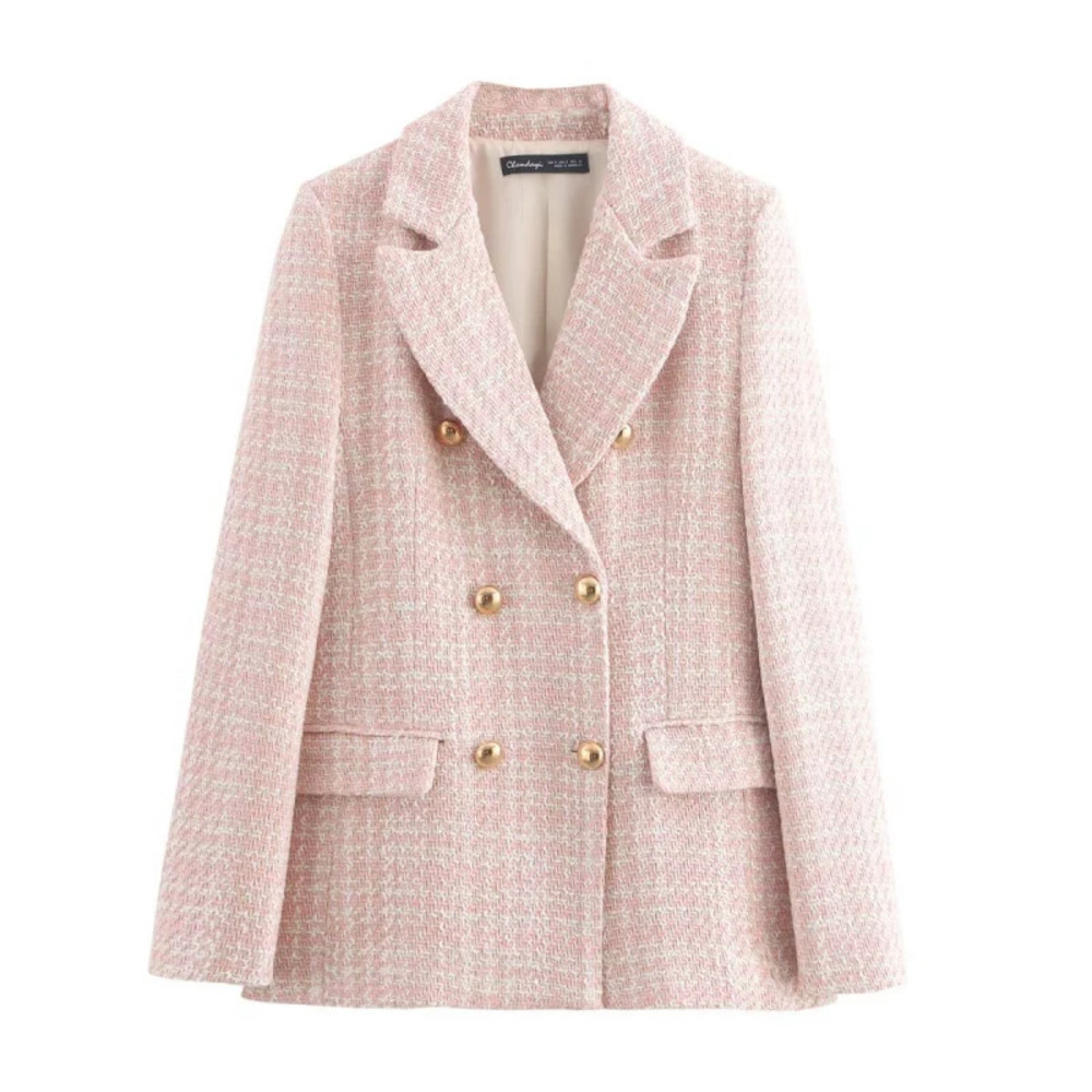 Textured Double Breasted Suit Blazer